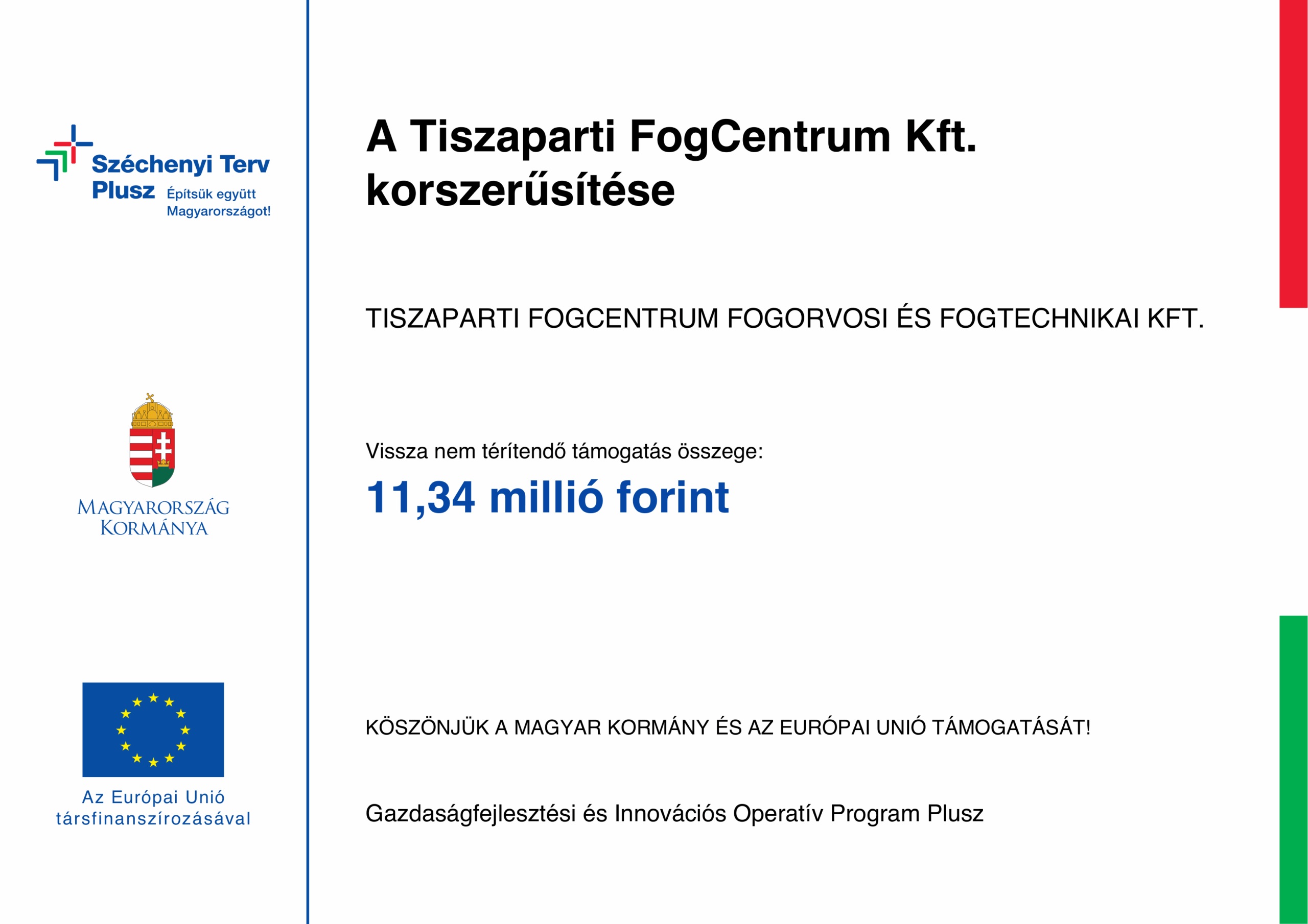 Széchenyi 2020 projekttábla